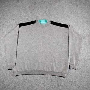 babaa Sweater Merino Wool Mock Neck Gray Black Made in Spain One Size